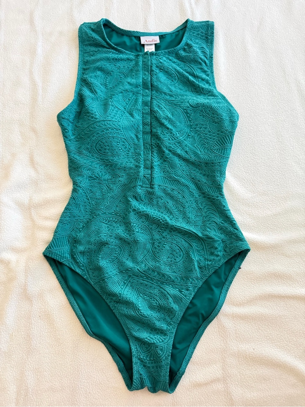 Andie The Malibu One Piece Swimsuit Paisley Oasis XS NWOT Snap Front - Picture 6 of 8